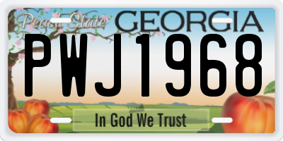 GA license plate PWJ1968
