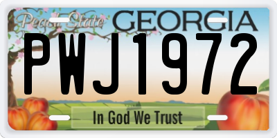 GA license plate PWJ1972