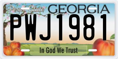 GA license plate PWJ1981