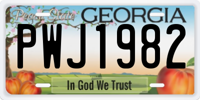 GA license plate PWJ1982