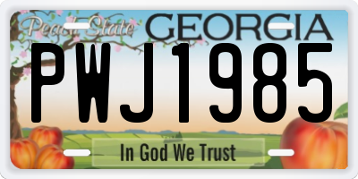 GA license plate PWJ1985