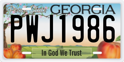 GA license plate PWJ1986
