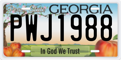 GA license plate PWJ1988