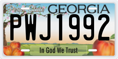 GA license plate PWJ1992