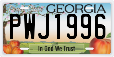 GA license plate PWJ1996