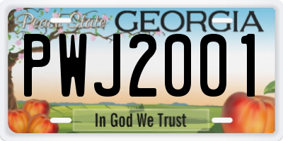 GA license plate PWJ2001