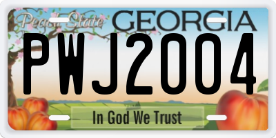 GA license plate PWJ2004