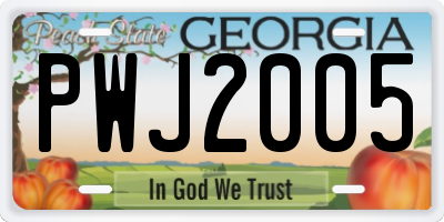 GA license plate PWJ2005