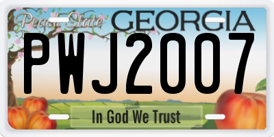 GA license plate PWJ2007
