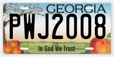 GA license plate PWJ2008