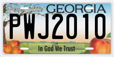 GA license plate PWJ2010