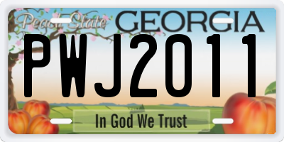 GA license plate PWJ2011