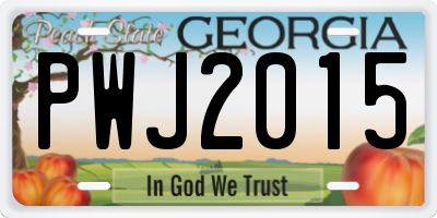 GA license plate PWJ2015