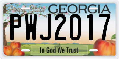 GA license plate PWJ2017