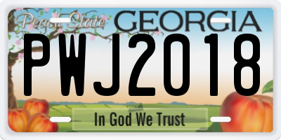GA license plate PWJ2018