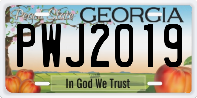 GA license plate PWJ2019