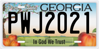 GA license plate PWJ2021