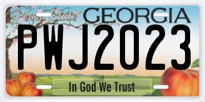 GA license plate PWJ2023