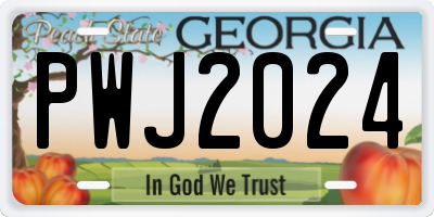 GA license plate PWJ2024