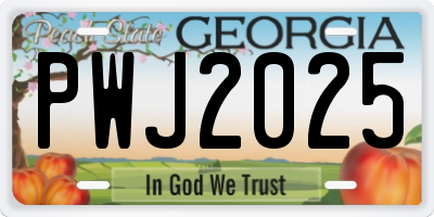 GA license plate PWJ2025