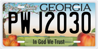 GA license plate PWJ2030