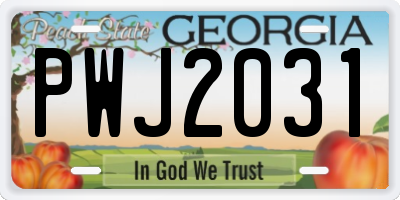 GA license plate PWJ2031
