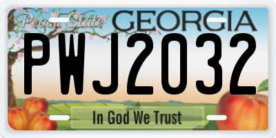 GA license plate PWJ2032