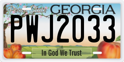 GA license plate PWJ2033