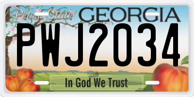 GA license plate PWJ2034