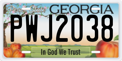 GA license plate PWJ2038