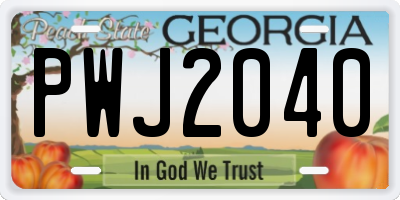 GA license plate PWJ2040