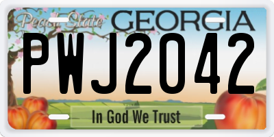 GA license plate PWJ2042