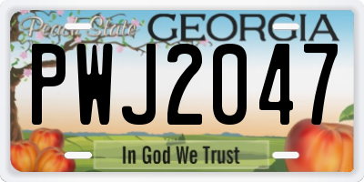 GA license plate PWJ2047