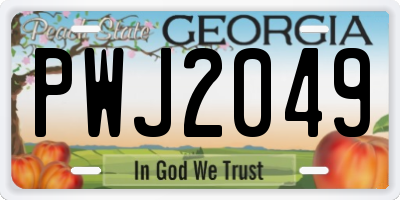 GA license plate PWJ2049