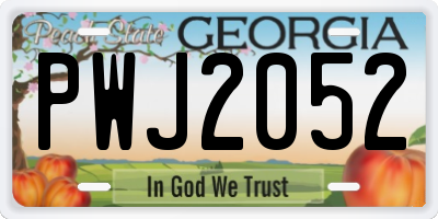 GA license plate PWJ2052