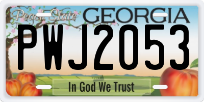 GA license plate PWJ2053