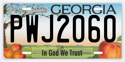 GA license plate PWJ2060