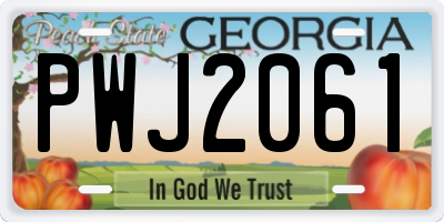 GA license plate PWJ2061