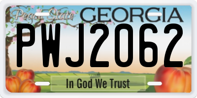 GA license plate PWJ2062