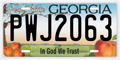 GA license plate PWJ2063
