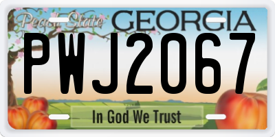 GA license plate PWJ2067