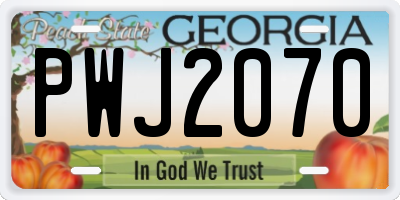 GA license plate PWJ2070