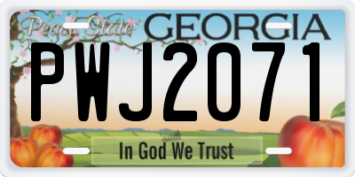 GA license plate PWJ2071