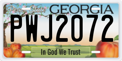 GA license plate PWJ2072