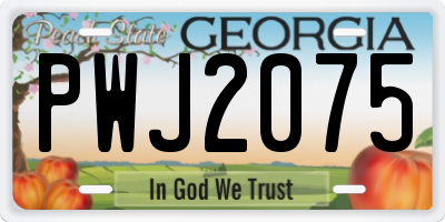 GA license plate PWJ2075