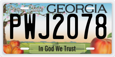 GA license plate PWJ2078