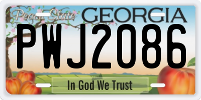 GA license plate PWJ2086