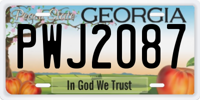 GA license plate PWJ2087