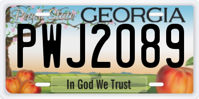 GA license plate PWJ2089