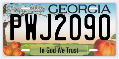 GA license plate PWJ2090